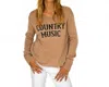 Wooden Ships Country Music Crew Lightweight Sweater In Latte/black In Multi