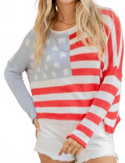Wooden Ships Cropped Crew Lightweight Sweater In Flag In Multi