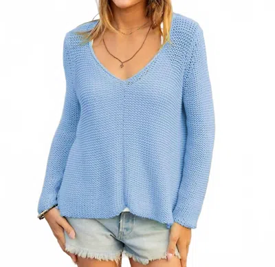 Wooden Ships Cropped Maui V Sweater In Beach Sky In Blue