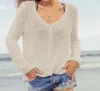 Wooden Ships Cropped Maui V Sweater In Kakhi In White