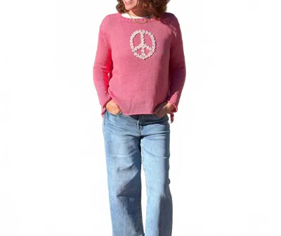 Wooden Ships Daisy Peace Cotton Sweater In Cherry Pastille In Pink