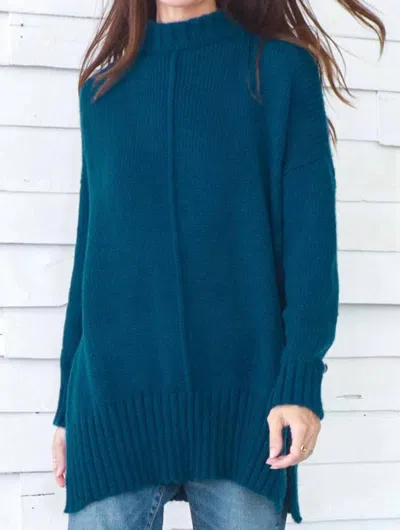 Wooden Ships Drew Mock Tunic In Teal Velvet In Blue