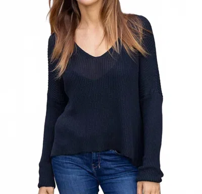 Wooden Ships Everyday Rib V Mercer Sweater In Night Navy In Blue