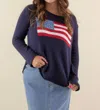Wooden Ships Flag Crew Neck Sweater In Navy Blue In Blue