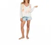 Wooden Ships Floral V-neck Sweater In Almond Butter Multi In Multi