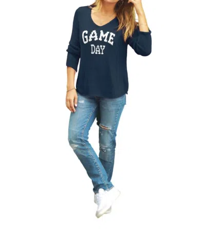 Wooden Ships Game Day Sweater In Highline Blue/breaker White In Multi