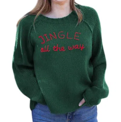 Wooden Ships Jingle Raglan Sweater In Kale Green In Multi