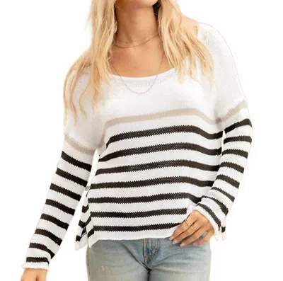 Wooden Ships Kate Striped Sweater In White/black In Multi
