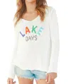 Wooden Ships Lake Days Cotton Sweater In White Multi In Multi