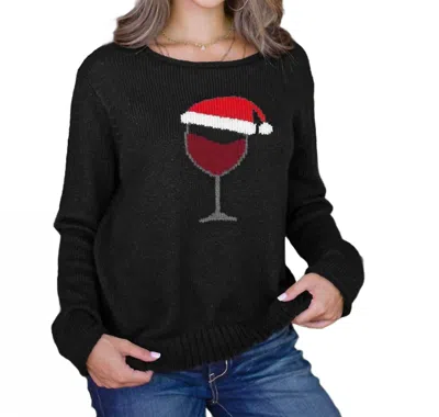 Wooden Ships Lightweight Santa Wine Crew Sweater In Black