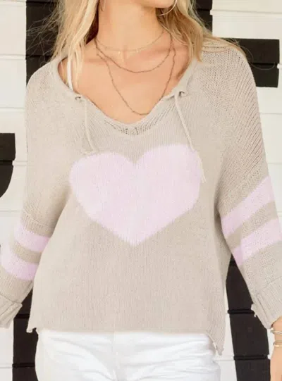 Wooden Ships Lover Long Sleeve Top In Khaki Pink In Gold