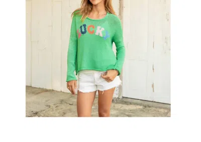Wooden Ships Lucky Multi Color Crew Sweater In Green/multi