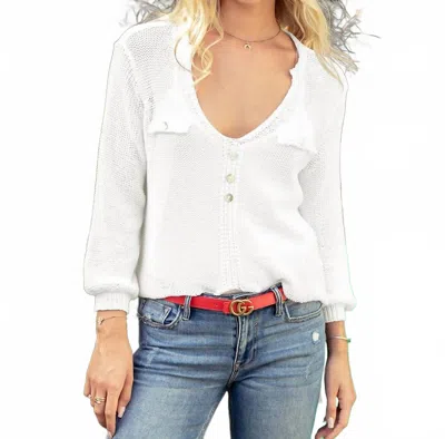 Wooden Ships Maxine Cropped 3/4 Sleeve Top In Breaker White In Multi