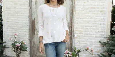 Wooden Ships Metallic Snowflake Sweater In Pink In White