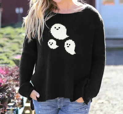 Wooden Ships Mini Ghosts Crew Sweater In Black