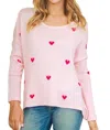 Wooden Ships Mini Hearts Crew Sweater In Arctic Pink In Multi