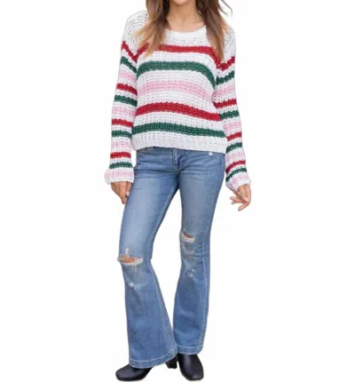 Wooden Ships North Pole Striped Crew Cotton Sweater In Multicolor