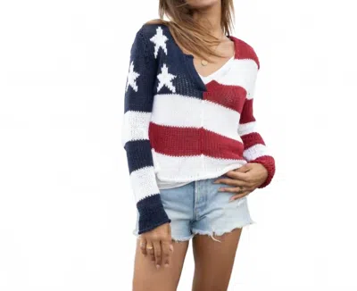 Wooden Ships Patriotic Flag Sweater In Multi