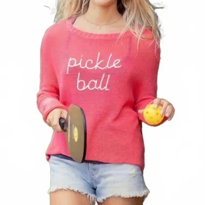 Wooden Ships Pickleball Crew Cotton Sweater In Coral Hibiscus/pink In Multi