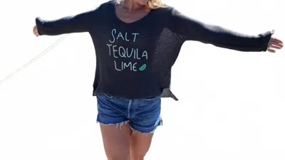 Wooden Ships Salt/tequila/lime Vneck Sweater In Charcoal In Blue