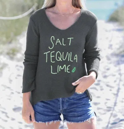 Wooden Ships Salt Tequila Lime Sweater In Charcoal In Gray