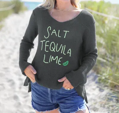 Wooden Ships Salt Tequila Lime V-neck Top In Charcoal In Black