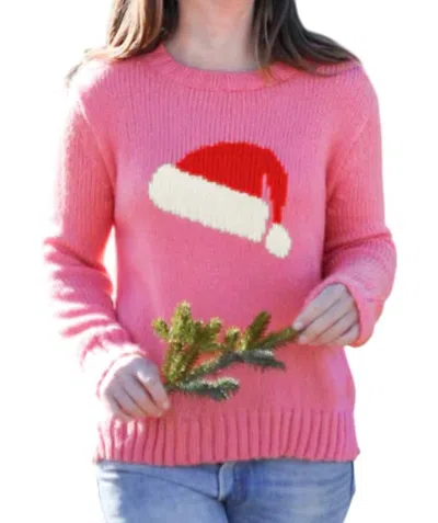 Wooden Ships Santa Hat Crew Sweater In Cherry Pastile In Multi