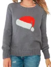 Wooden Ships Santa Hat Crew Sweater In Grey In Multi