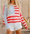 Wooden Ships Shirt Tail Cotton Sweater In Flag Us In Multi
