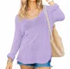 Wooden Ships Shirt Tail V-neck Sweater In Lavender In Purple