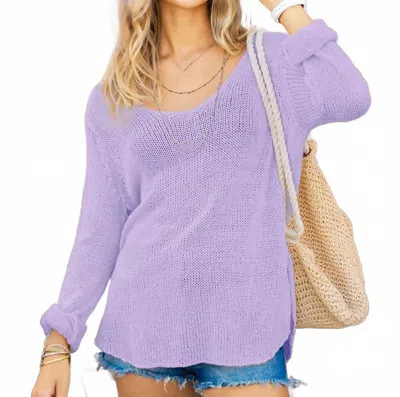 Wooden Ships Shirt Tail V-neck Sweater In Lavender In Purple