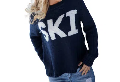 Wooden Ships Ski Pullover Chunky Sweater In Black/pure Snow