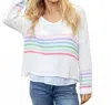 Wooden Ships Spring Rainbow Sweater In Breaker White Striped