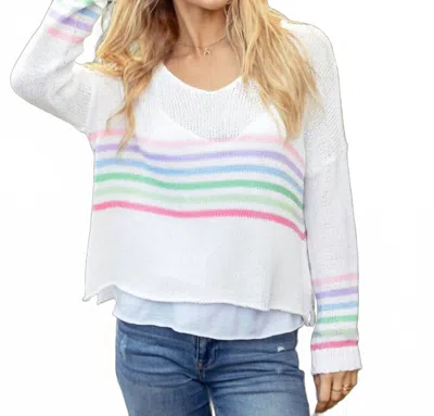 Wooden Ships Spring Rainbow Sweater In Breaker White Striped