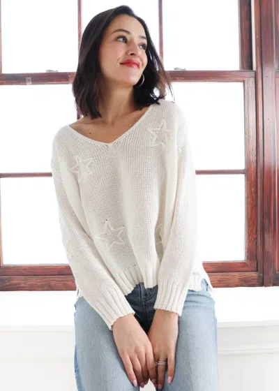 Wooden Ships Star Embroidered Sweater In White