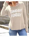 WOODEN SHIPS SUNDAY FUNDAY V-NECK SWEATER IN TAN