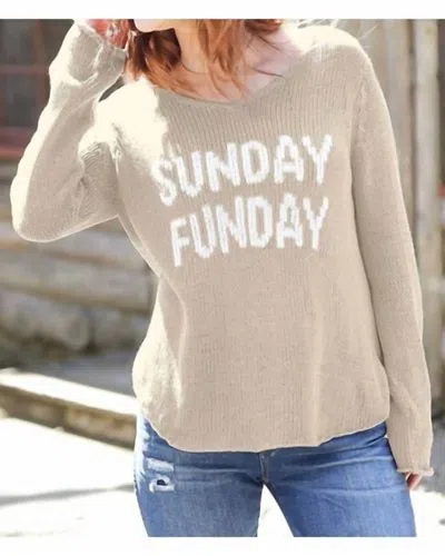 Wooden Ships Sunday Funday V-neck Sweater In Tan In Beige