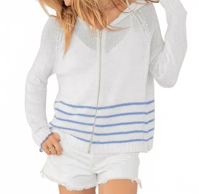 Wooden Ships Sunrise Zip Hoodie In Breaker White Striped In Animal Print