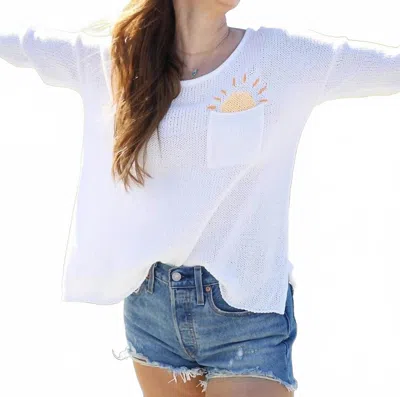Wooden Ships Sunshine Crewneck Sweater In Yellow/ White In Animal Print
