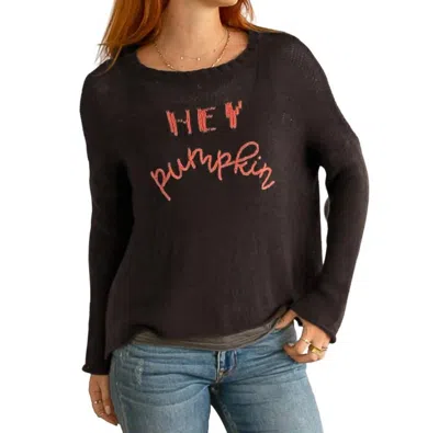 Wooden Ships Sweater Hey Pumpkin Top In Black,ebony In Multi