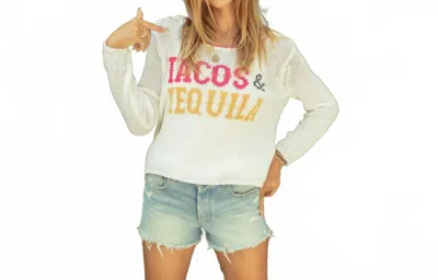 Wooden Ships Tacos & Tequila Crop Crew Sweater In Mlti/wht