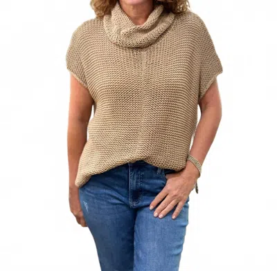 Wooden Ships Tasha Cowl Neck Cotton Top In Cashew In Brown