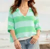 Wooden Ships Tasha Polo Half Sleeve Top In Half Slv Cotton