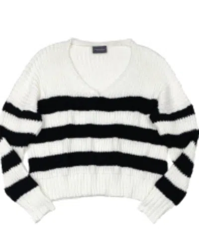 Wooden Ships Teddy Striped Cropped Sweater In White/black