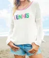 Wooden Ships Tennis Multi Crew Sweater In Breaker White In White