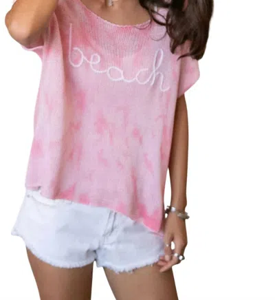 Wooden Ships To The Beach Tie Dye Tee In Pink Conch In Multi