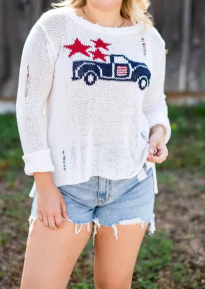 Wooden Ships Truck Crewneck Sweater In White