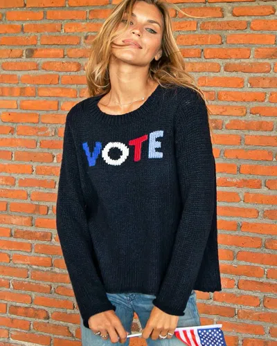 Wooden Ships Vote Chunky Crew Neck Sweater In Navy In Blue