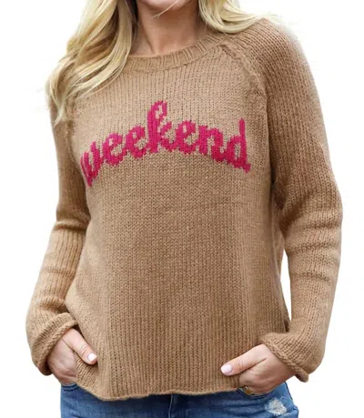 Wooden Ships Weekend Ragland Crew Sweater In Copper/pink In Multi