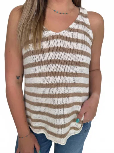 Wooden Ships Willow Striped Tank In Brown In Multi